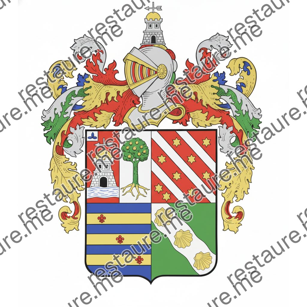 Brasão da Família Manoel Rodrigues Campelo (1745) - Campelo, Barros, Rebelo, Rego
