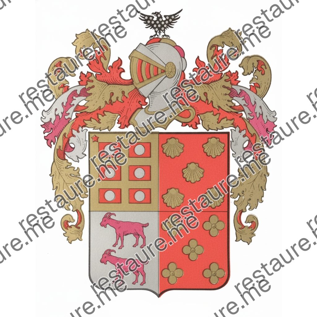 Brasão da Família Gaspar de Andrade Columbreiro (1709) - Melo, Velho, Cabral, Travassos